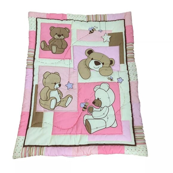 Little Bedding Nojo Dream Land Teddy Baby Crib Comforter Wall Hanging Girl Pink - Picture 1 of 6
